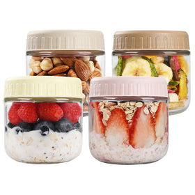 SHOWIN overnight oats containers with lids for secure, mess-free meal prep.