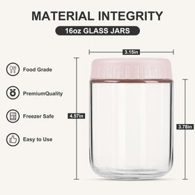 Showin wide-mouth glass jars with lids ideal for yogurt and salads