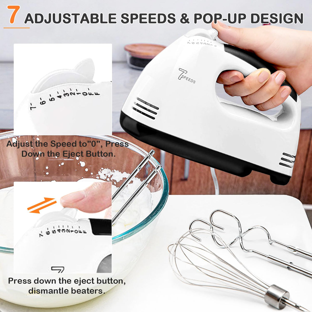 Showvigor eject button allows quick attachment changes and easy cleanup.