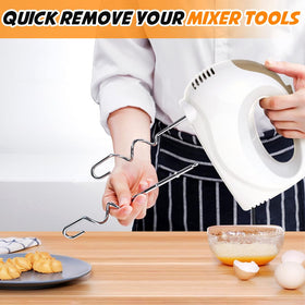 Showvigor hand mixer features a one-click eject button for easy accessory changes.