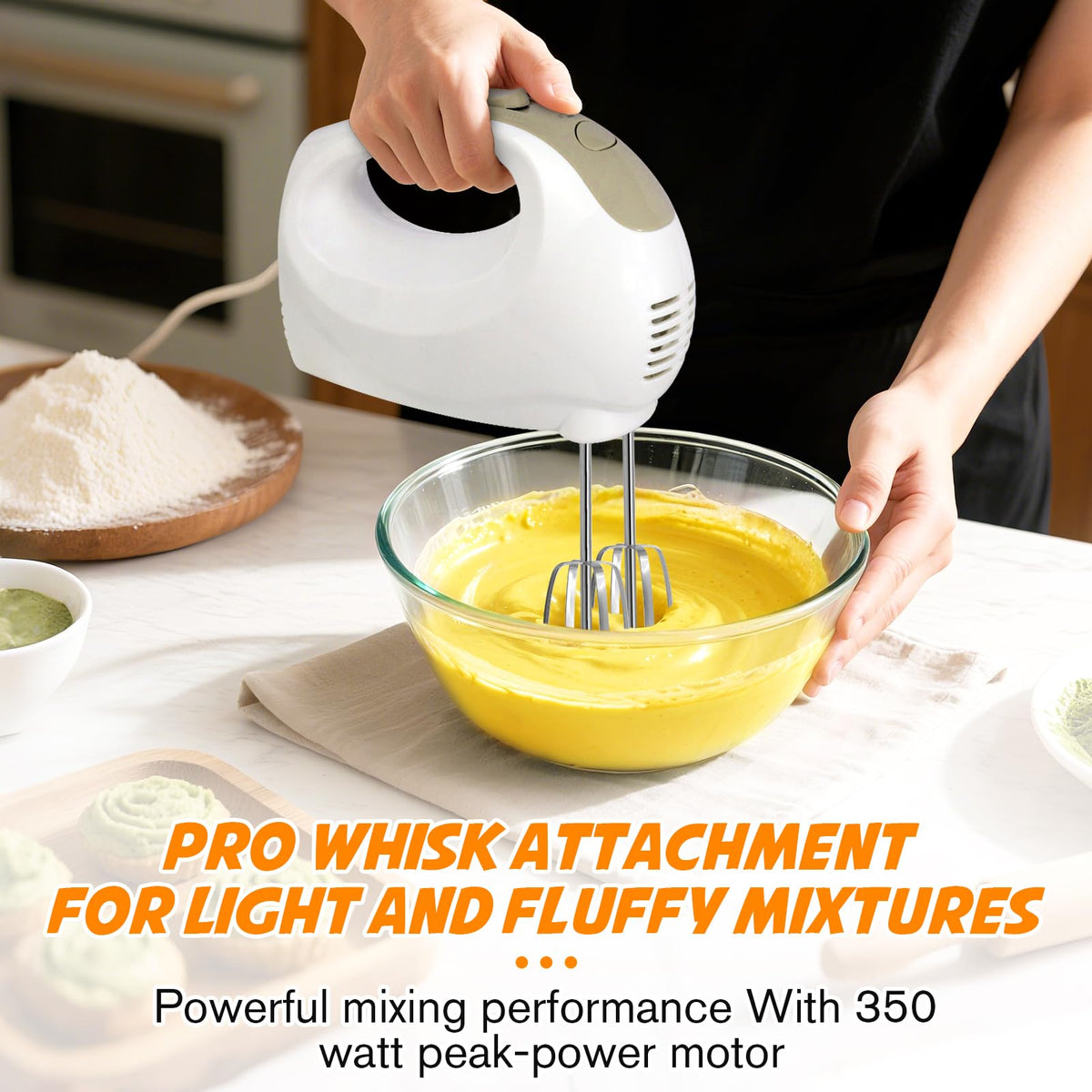Showvigor hand mixer ergonomic grip enables comfortable, extended mixing sessions.