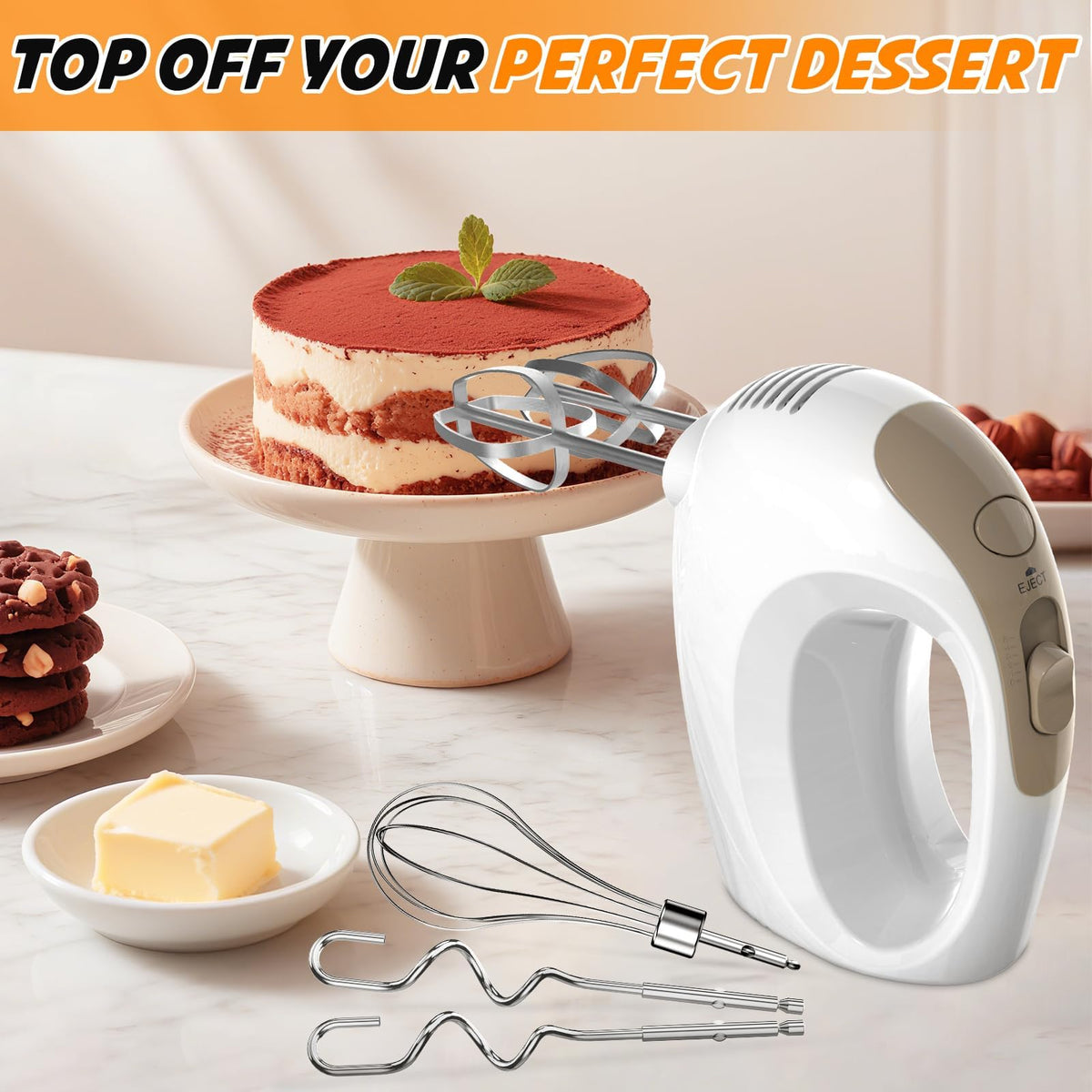 Showvigor hand mixer in action during baking session with cake batter
