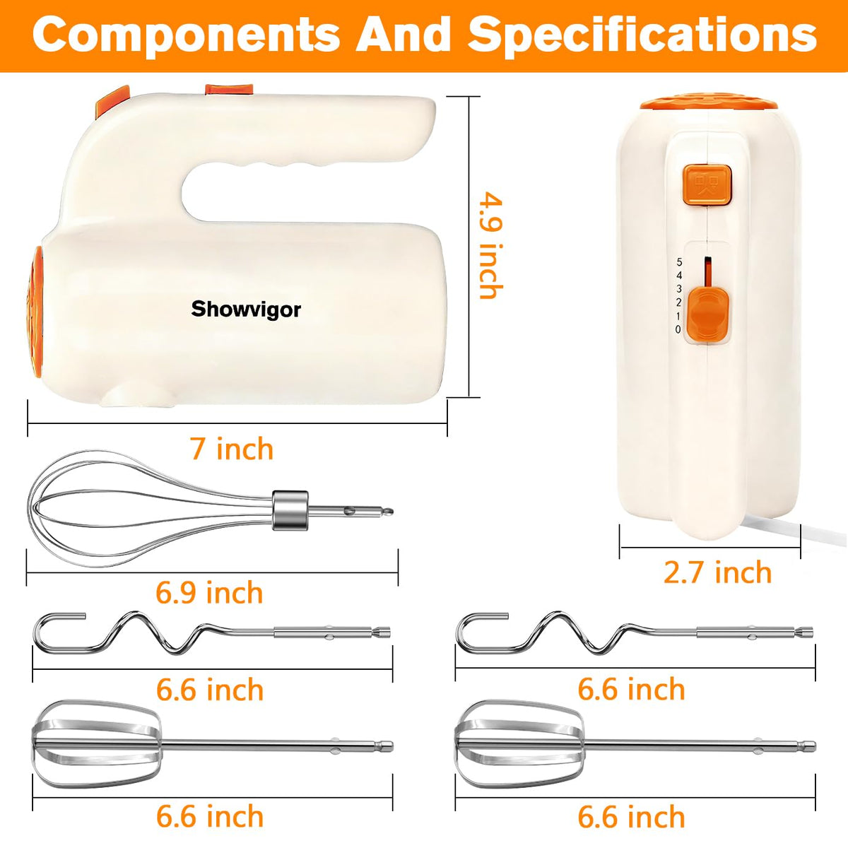 Showvigor hand mixer Turbo Boost button for powerful mixing