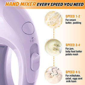Showvigor Handmixer ergonomic grip comfortable for extended whisking sessions.