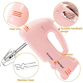Showvigor Handmixer stainless steel attachments for whisking and kneading