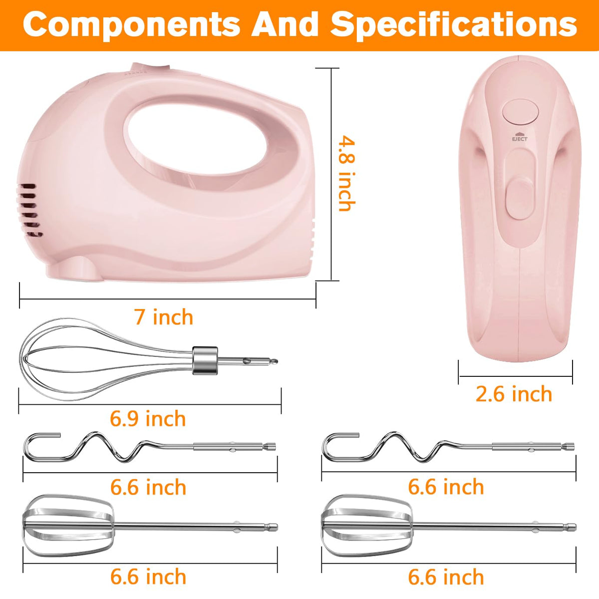 Showvigor stainless steel attachments whisk and beaters for fluffy results