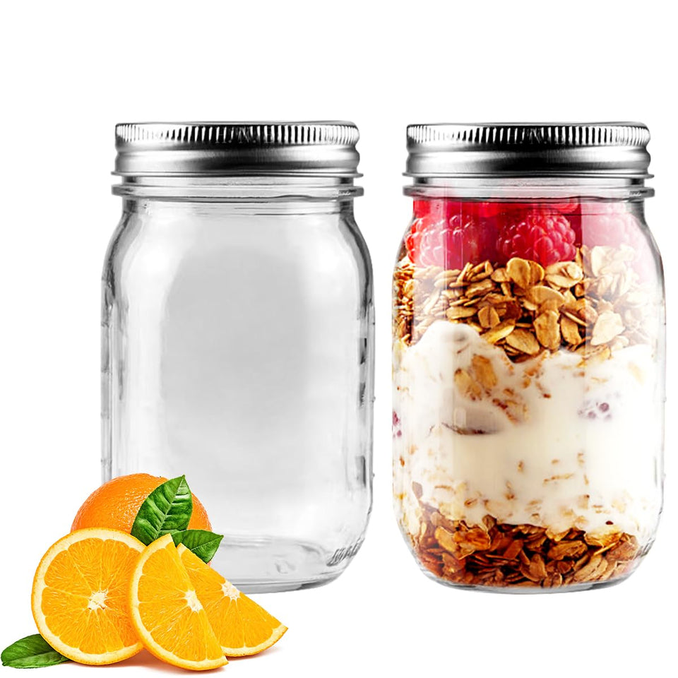 Showvigor regular-mouth 16oz jar with airtight lid for fresh preserves and meal prep.