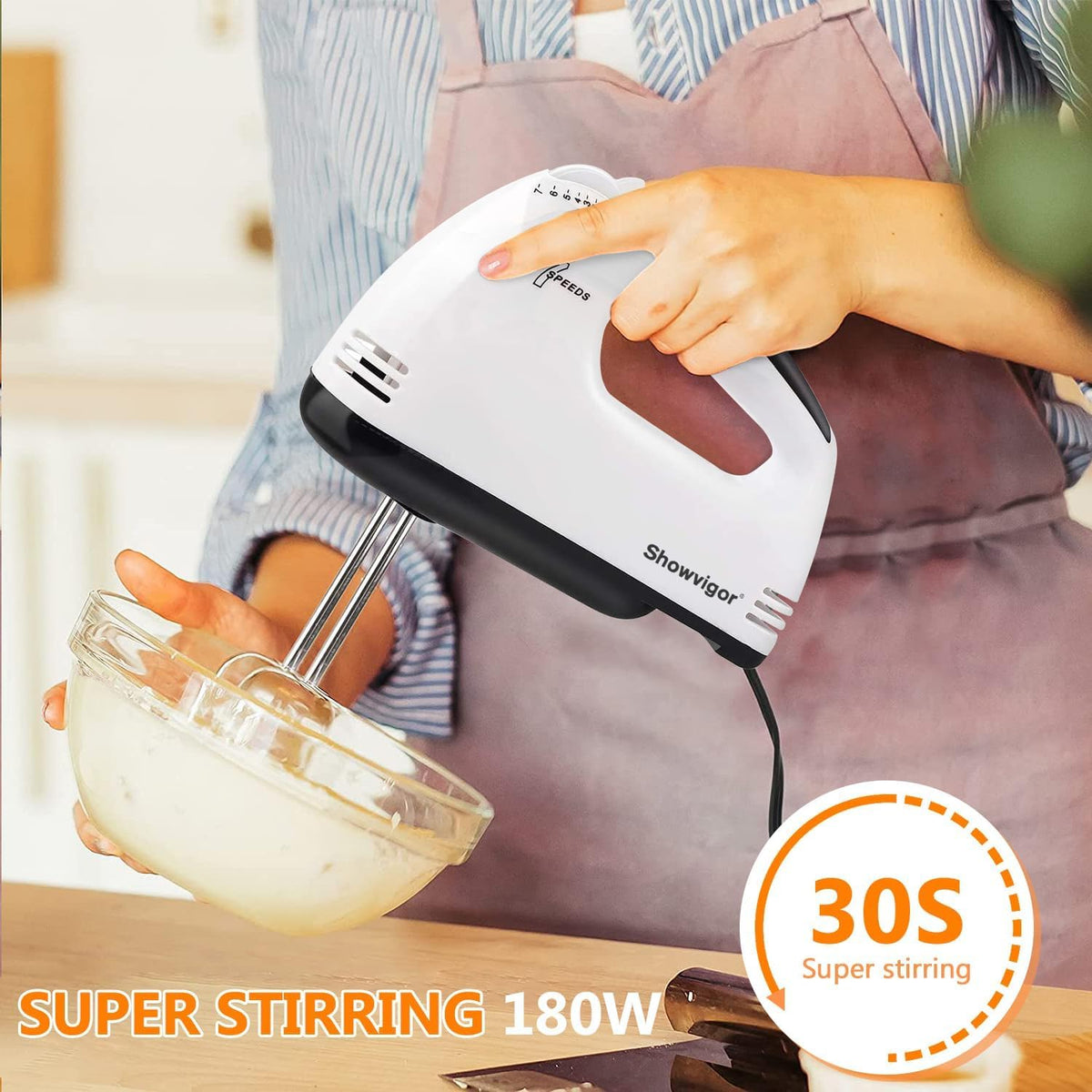 Showvigor hand mixer with adjustable speed control for precise results