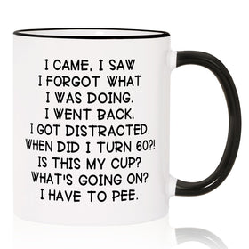 Shqiueos 60th birthday mug with funny design, ideal for morning coffee