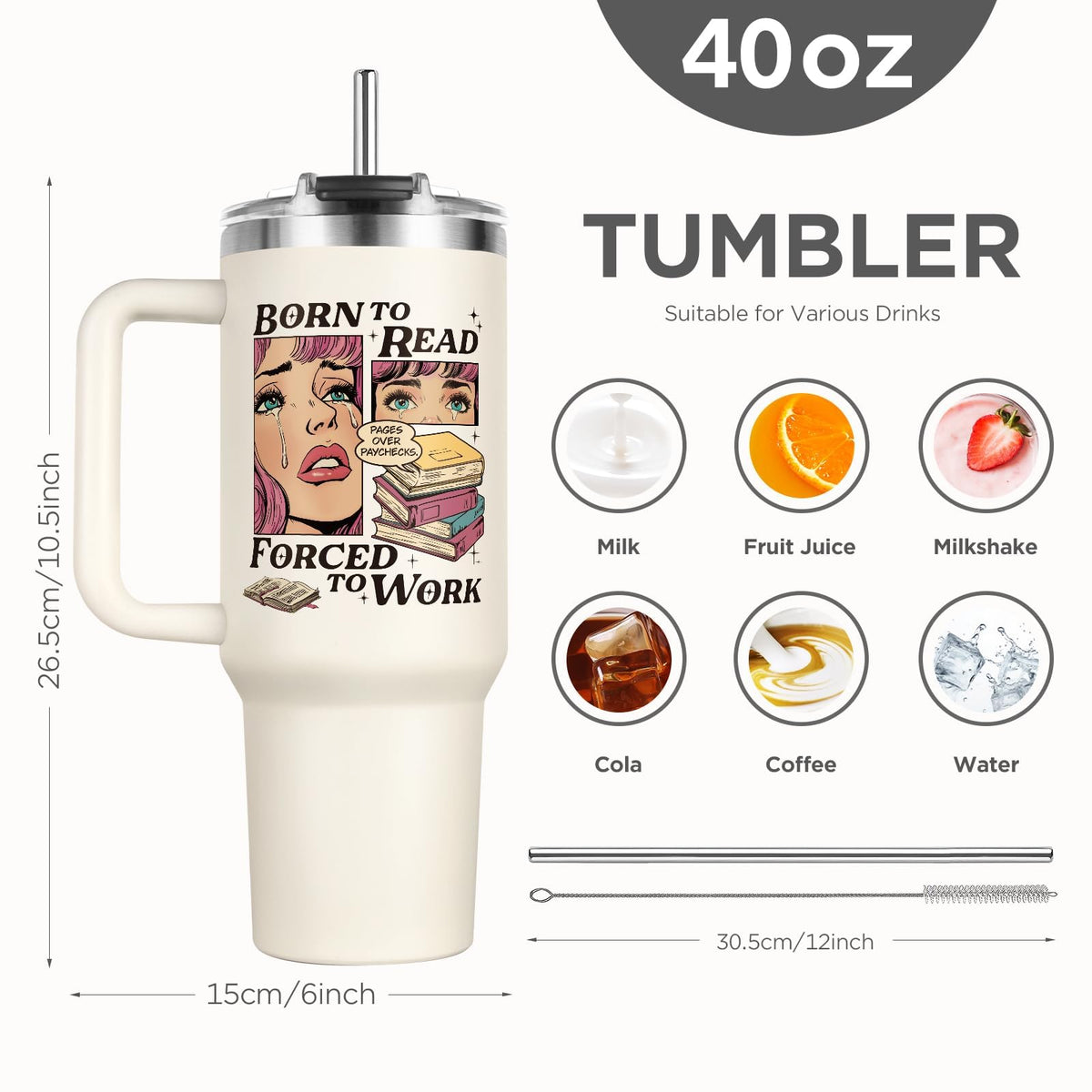 Shqiueos vintage design tumbler, a stylish desk companion for book lovers.