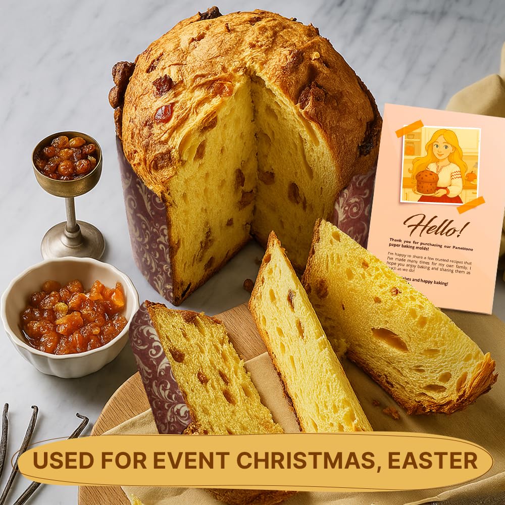 SHSH Trade Group panettone paper mold brown design enhances presentation.