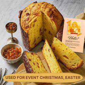 SHSH Trade Group panettone paper mold brown design enhances presentation.