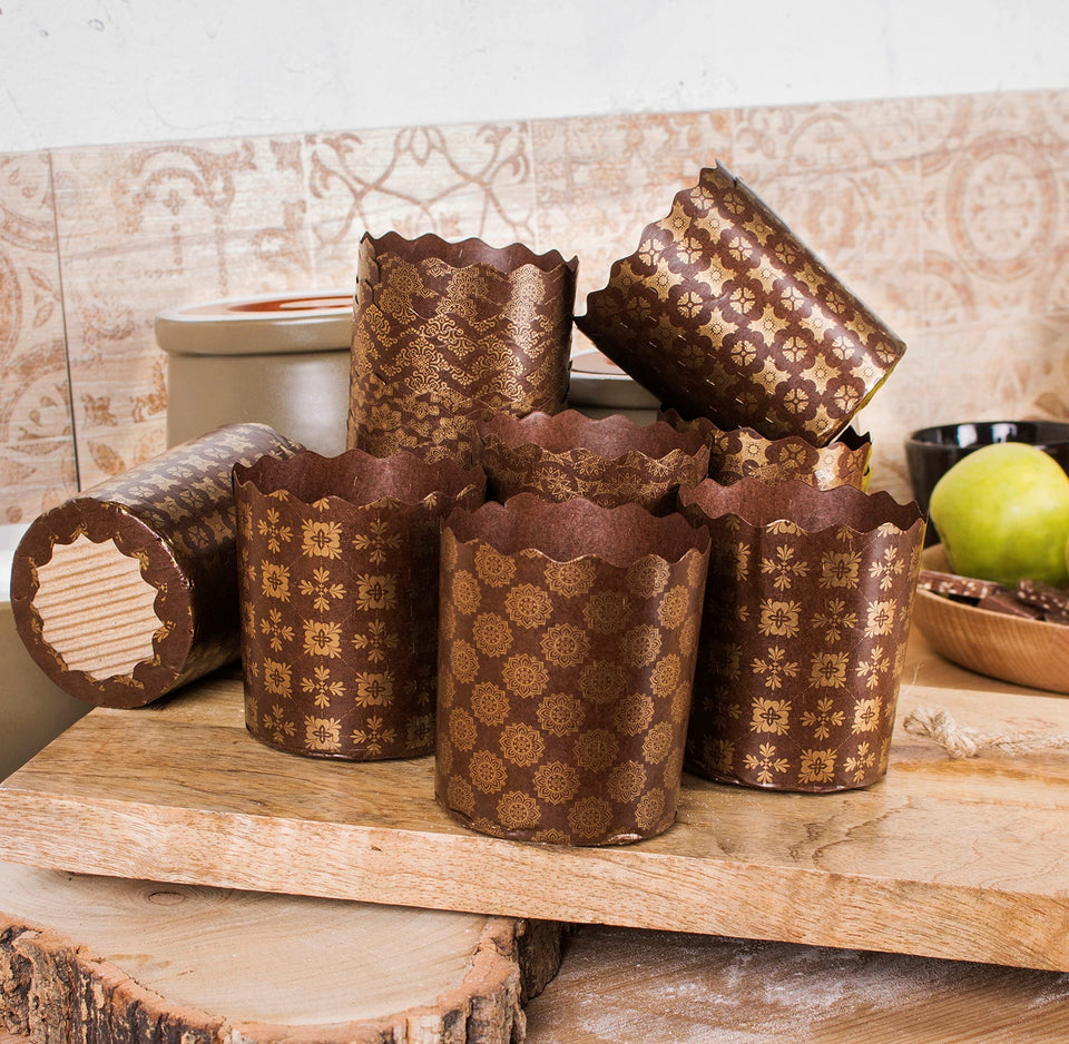 SHSH Trade Group 9oz Easter Bread Paper Mold in brown design with easy release