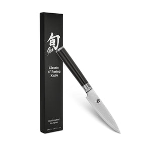 Shun Classic 4-inch paring knife blade close-up for precise peeling