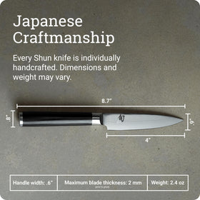 Compact Shun Classic 4-inch paring knife offers precise control