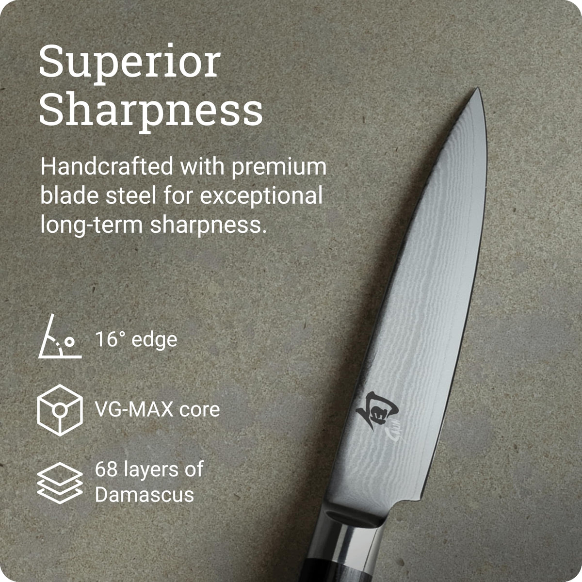 Offset bolster on Shun Classic paring knife protects knuckles