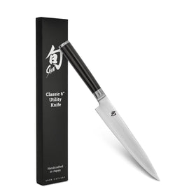 Shun Classic 6-inch Utility Knife blade detail for precise cuts.