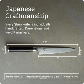 Shun Classic pakkawood handle provides comfortable, secure grip.