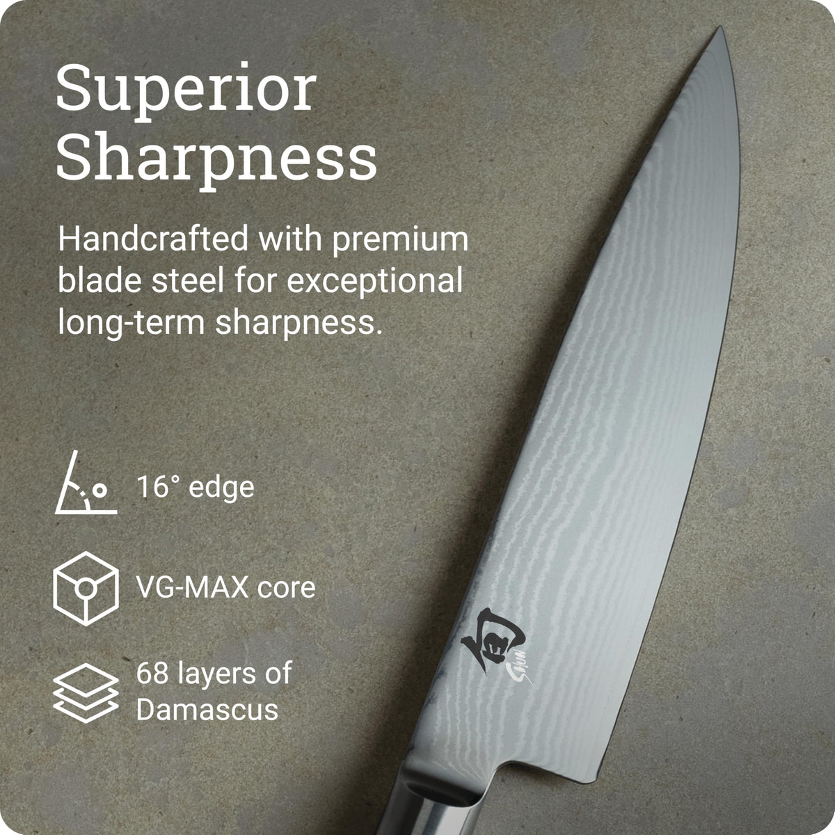 Shun Classic rocking cut aids efficient mincing of herbs and garlic