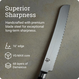 16-degree edge delivers precise cuts without crushing delicate crusts.