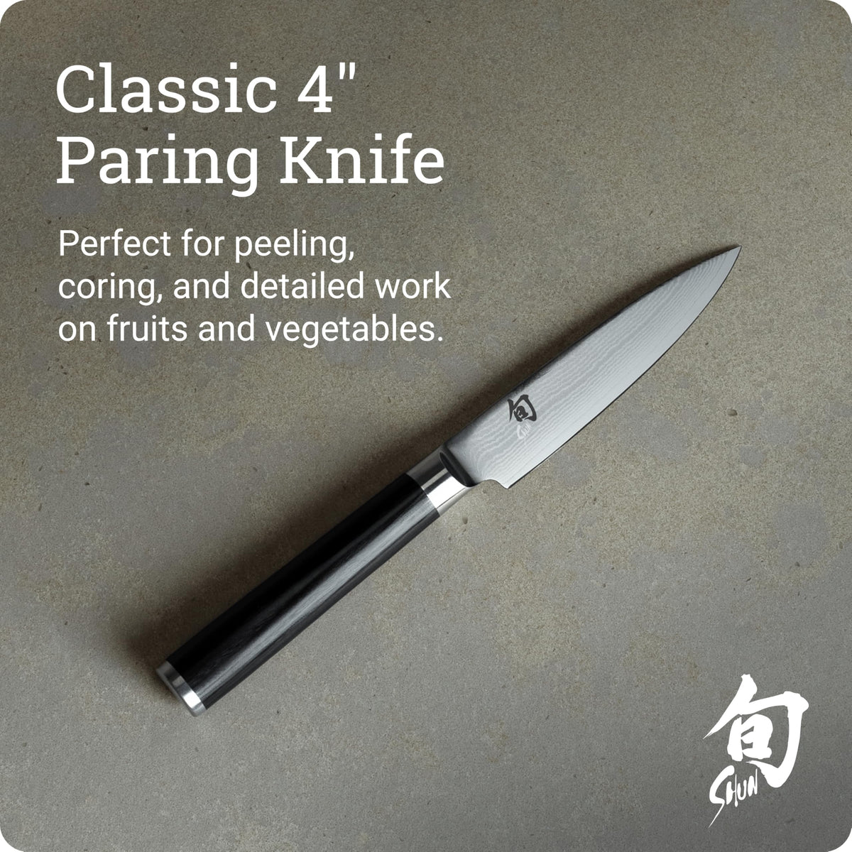 D-shaped Pakkawood handle on Shun Classic paring knife