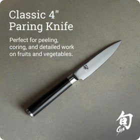 D-shaped Pakkawood handle on Shun Classic paring knife