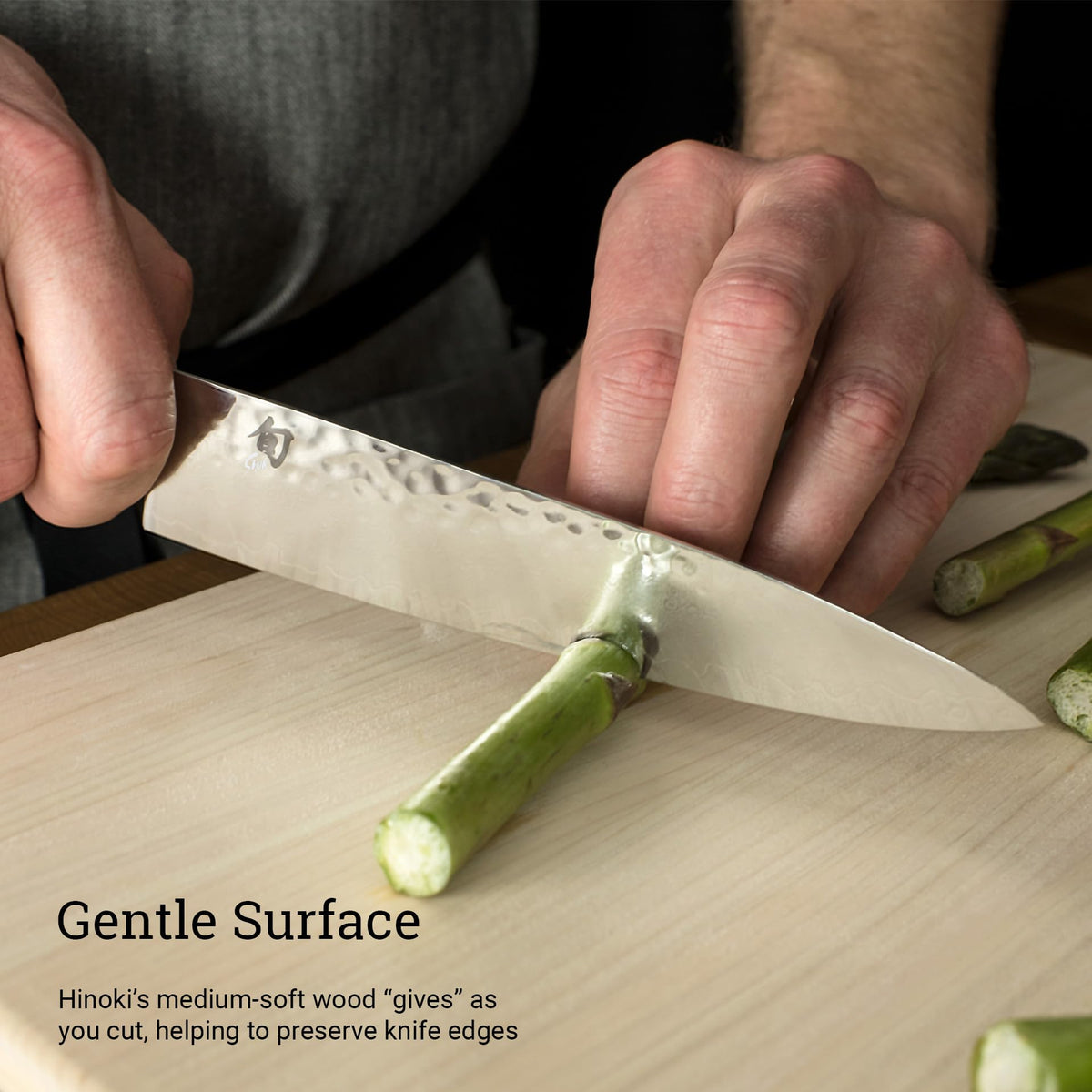 Shun Hinoki cutting board double-sided design for flexible prep