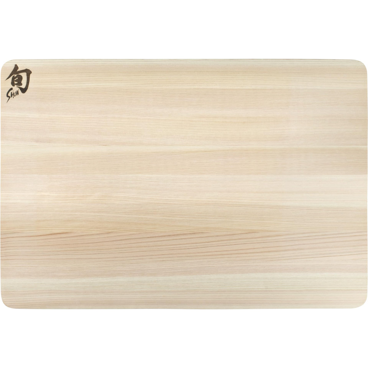 Shun Hinoki cutting board top view showing generous medium surface for prep tasks