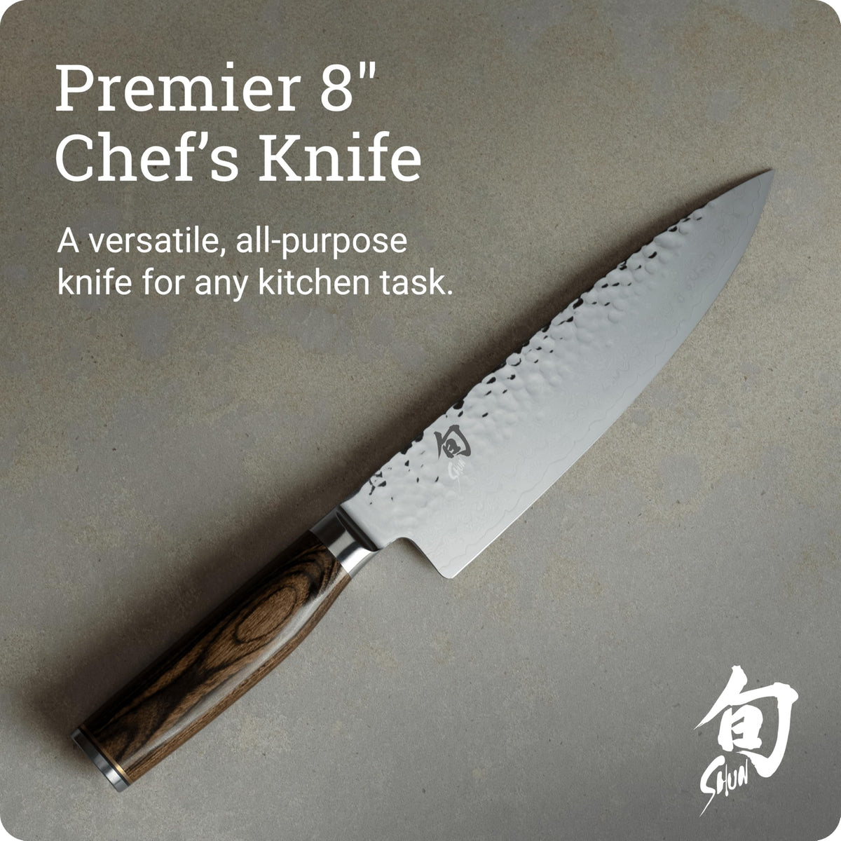 Shun Premier hammered tsuchime finish reduces drag and sticking.