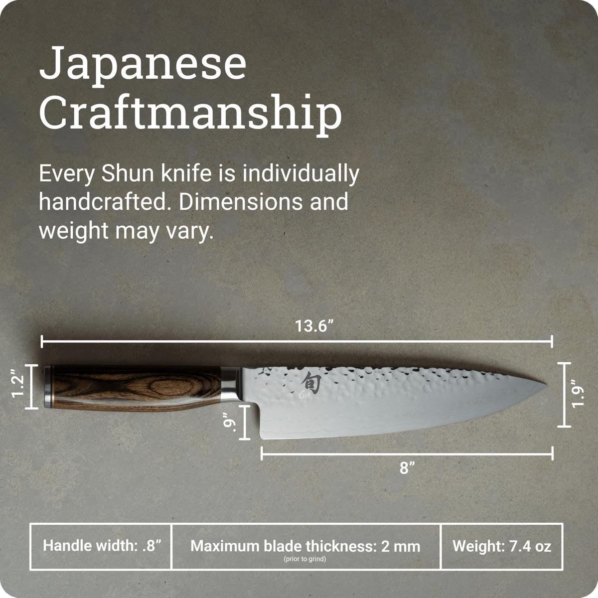 Shun Premier handcrafted in Japan showcases traditional craftsmanship.