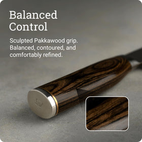 Shun Premier pakkawood handle offers comfortable, secure grip.