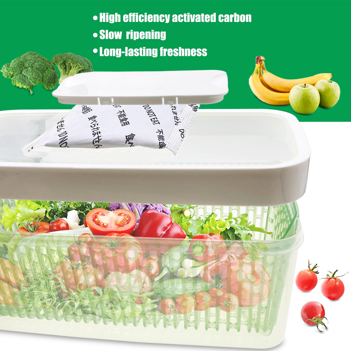 ShuRex activated carbon filter reduces odors inside produce keepers