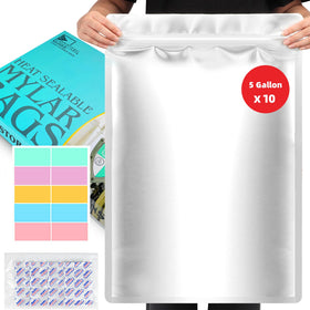 SHXWELL 10-piece 5-gallon mylar bags for durable, long-term pantry storage.