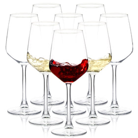 SHYRC wine glasses set 8-12oz clear long stem for elegant serving.