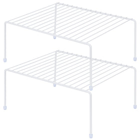SIBAO white steel kitchen cabinet shelf rack organizing cups and dishes.