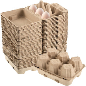 Brown recyclable Sibosen egg cartons emphasizing sustainability and reuse potential.