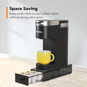 SICHEER K Cup Drawer positioned beneath a Keurig to maximize counter space