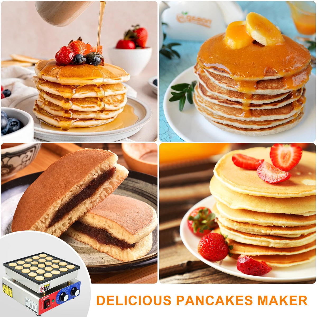 SICHI mini pancake maker even-heat surface ensures uniform browning across pancakes.