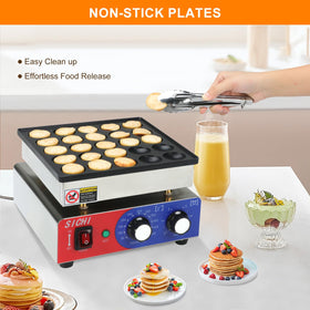 SICHI mini pancake maker nonstick plate enables easy release and quick cleanup.