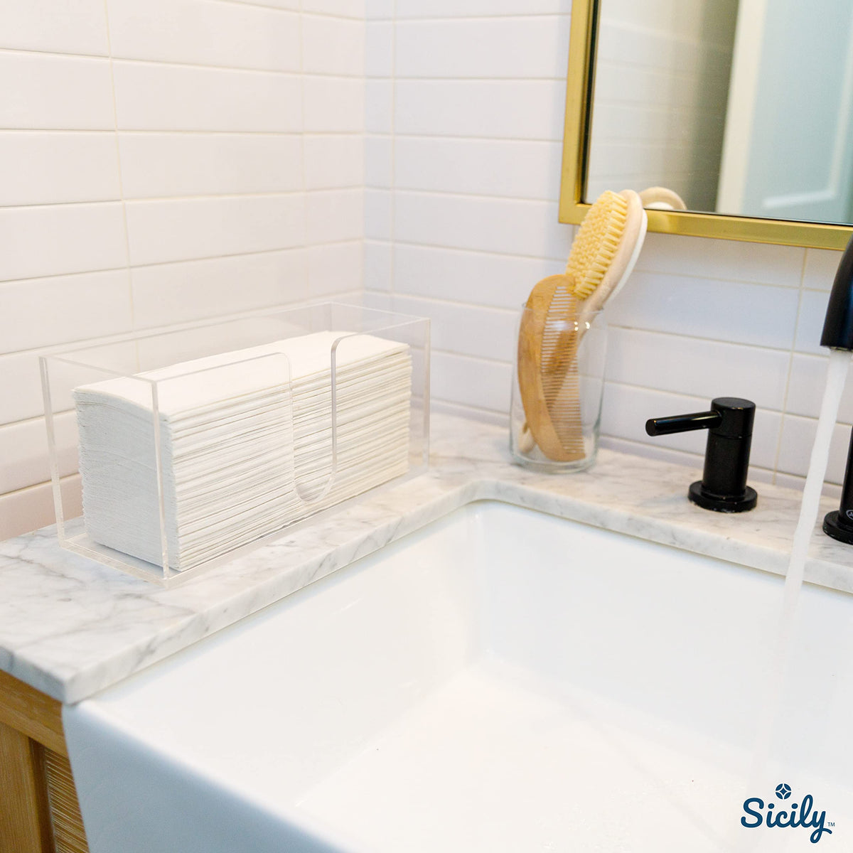 Base pads of Sicily acrylic towel holder protecting the counter surface
