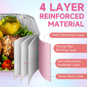 Sicliyh heavy-duty aluminum pans provide sturdy support for baked dishes.