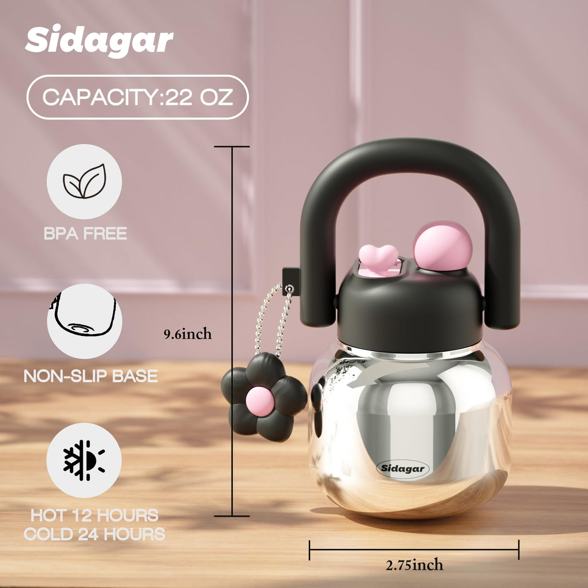 Sidagar tote tumbler straw lid, leakproof design for on-the-go hydration.