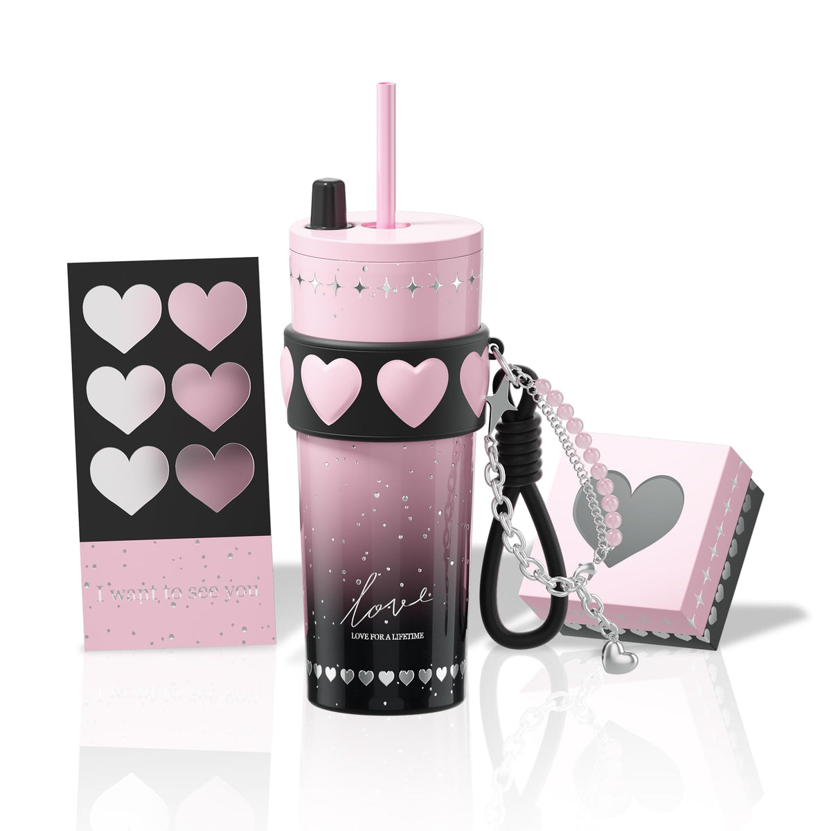 Sidagar 24oz tumbler front view in pink for on-the-go hydration