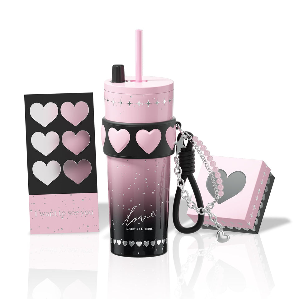 Sidagar 24oz tumbler front view in pink for on-the-go hydration