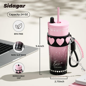 Sidagar 24oz tumbler side view highlights slim profile and grip
