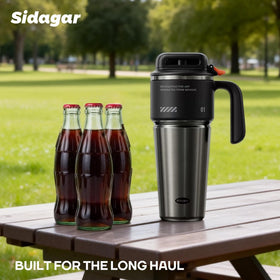 Cup-holder friendly silhouette and ergonomic handle for car journeys.