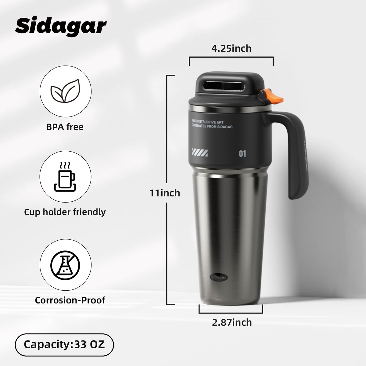Interior electro-polished surface preserves taste and cleans easily.