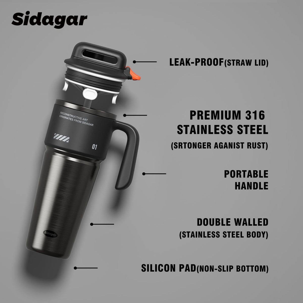 Obsidian-black Sidagar tumbler in everyday life scenarios.
