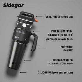 Obsidian-black Sidagar tumbler in everyday life scenarios.