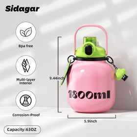 Sidagar bottle with straw and carry handle for easy transport.